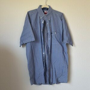 Wrangler George Strait Blue Plaid Shirt XLT Tall Western Cowboy Cotton